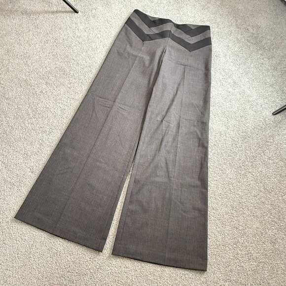 BCBG MaxAzria Gray Black Wool Blend Wide Leg Dress Pants Office US 4     - S2490 - Picture 1 of 10